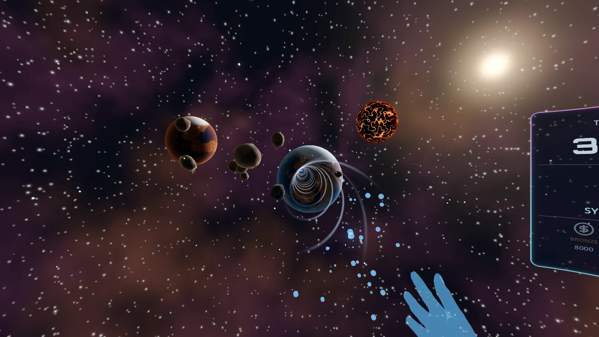 Planets and moons float in a star system, waiting to be destroyed